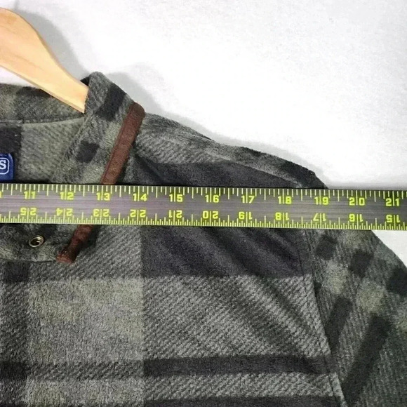 Smith's Workwear‎ Men's Henley Fleece Large Olive Black Plaid Long Sleeve - Picture 12 of 15